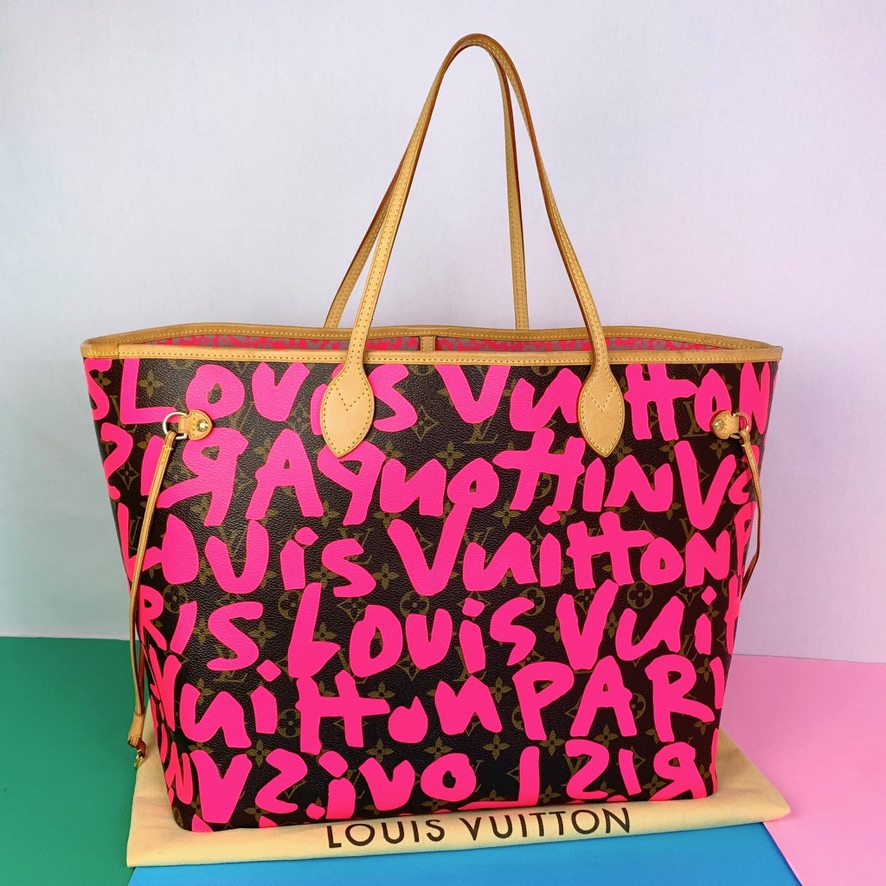 Louis Vuitton, Louis Vuitton Limited Edition Pink Monogram Graffiti Canvas  Neverfull GM Bag (2009)