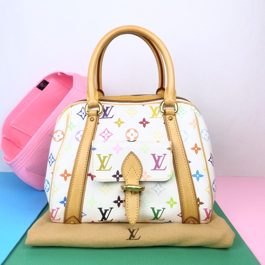 Louis Vuitton Takashi Murakami White Multicolor Monogram Priscilla Handbag