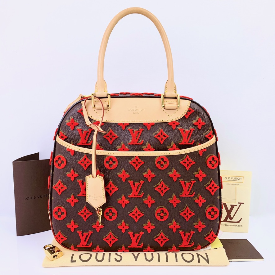 Limited Edition Louis Vuitton Rouge Monogram Tuffetage Deauville