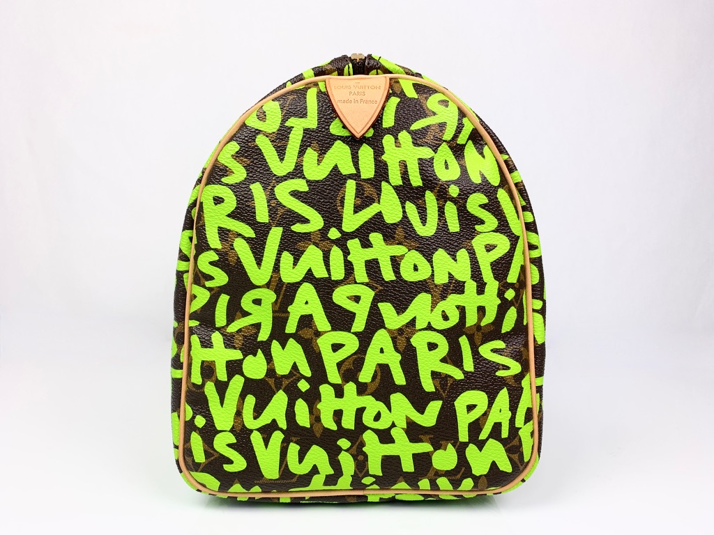 Like New) Stephen Sprouse Graffiti Speedy 30 in Neon Green (TH5008