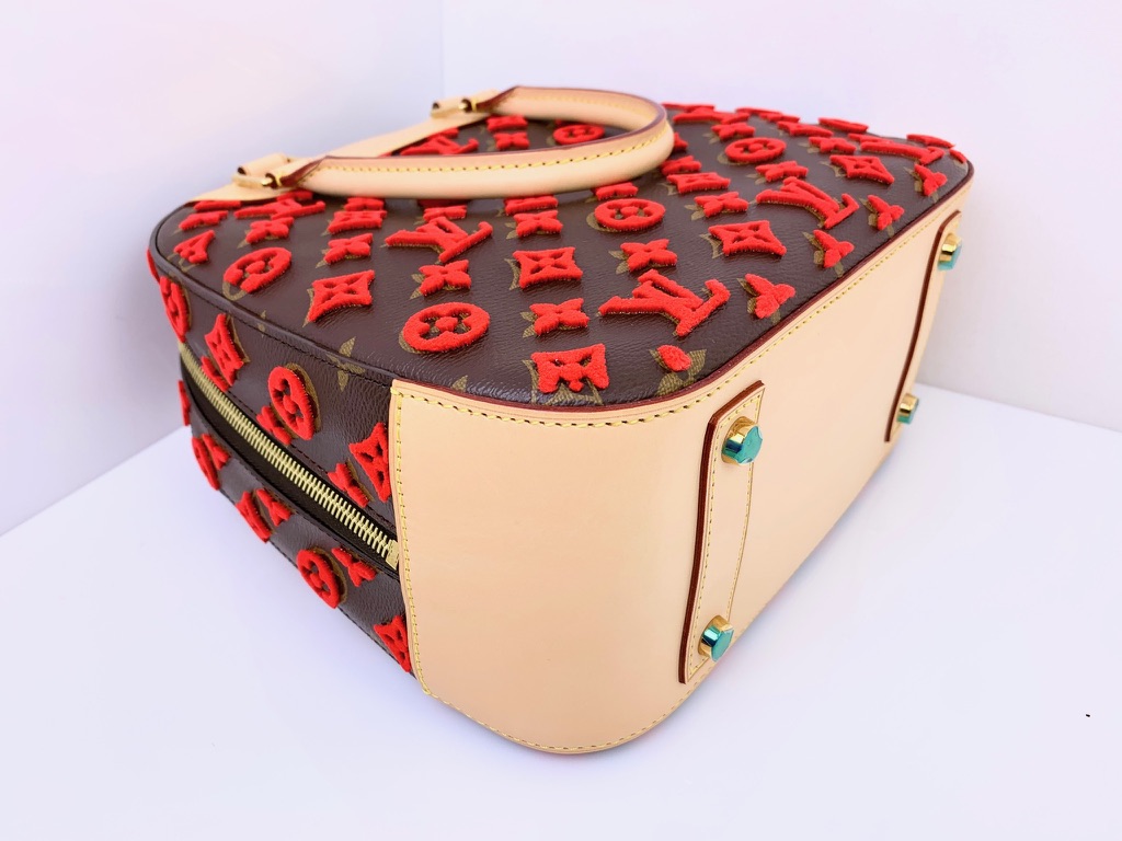 Red Louis Vuitton Monogram Tuffetage Deauville Cube Handbag