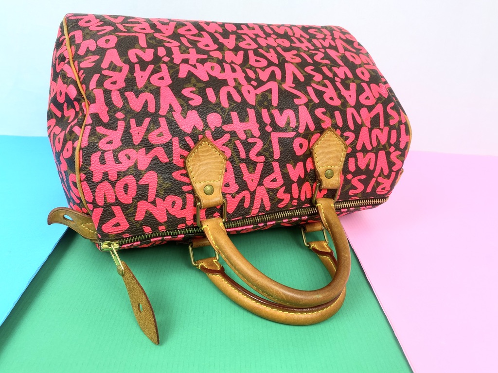 Like New) Stephen Sprouse Graffiti Speedy 30 in Fuschia / Pink (TH5008) -  Purse Utopia