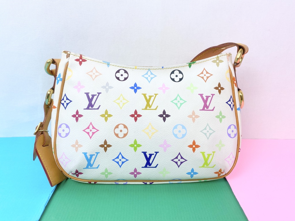 Louis+Vuitton+Lodge+Shoulder+Bag+PM+White+Canvas+Murakami+