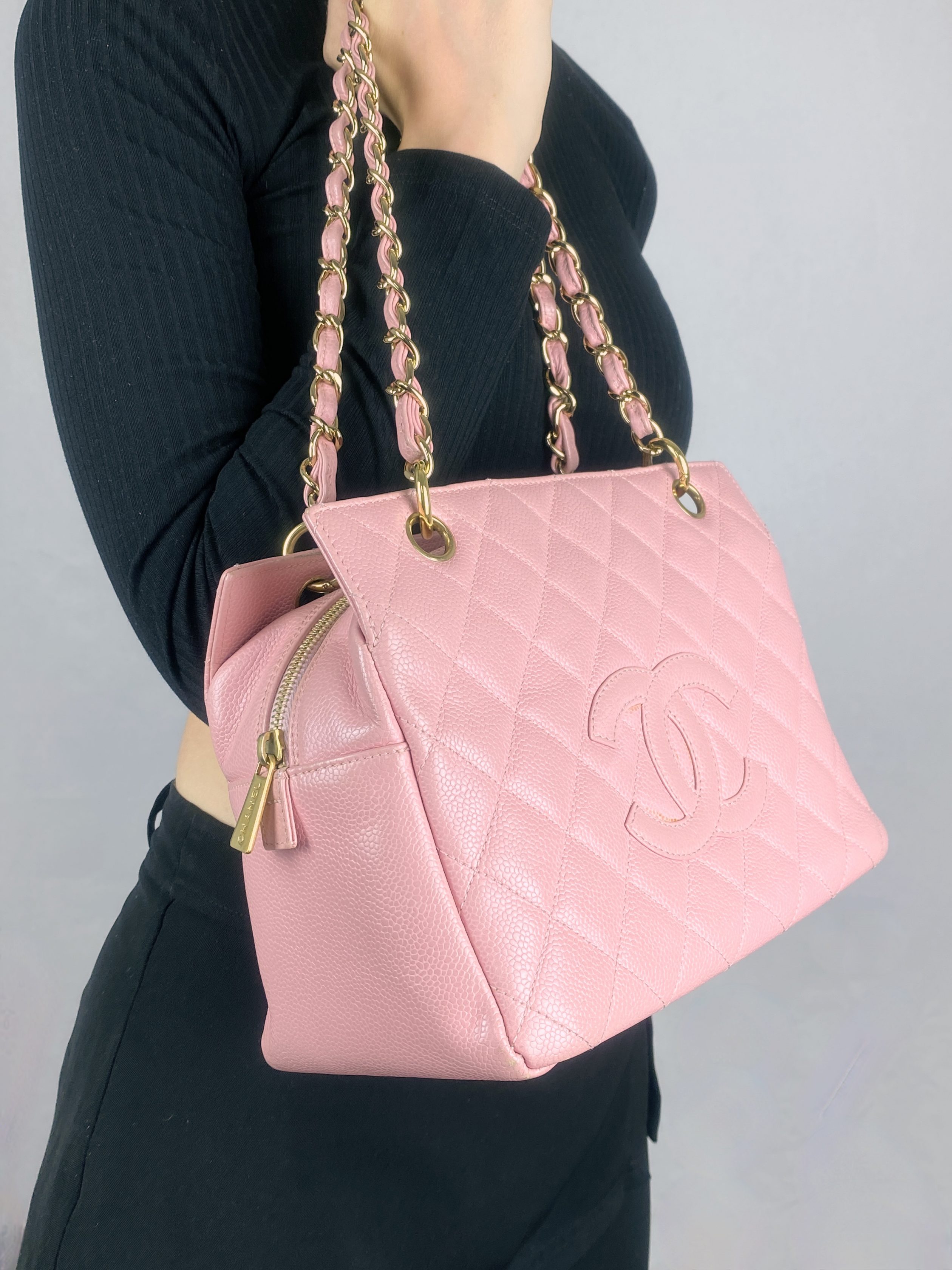 Chanel Pink Caviar Petite Timeless Shopper Tote PTT Bag 24k GHW