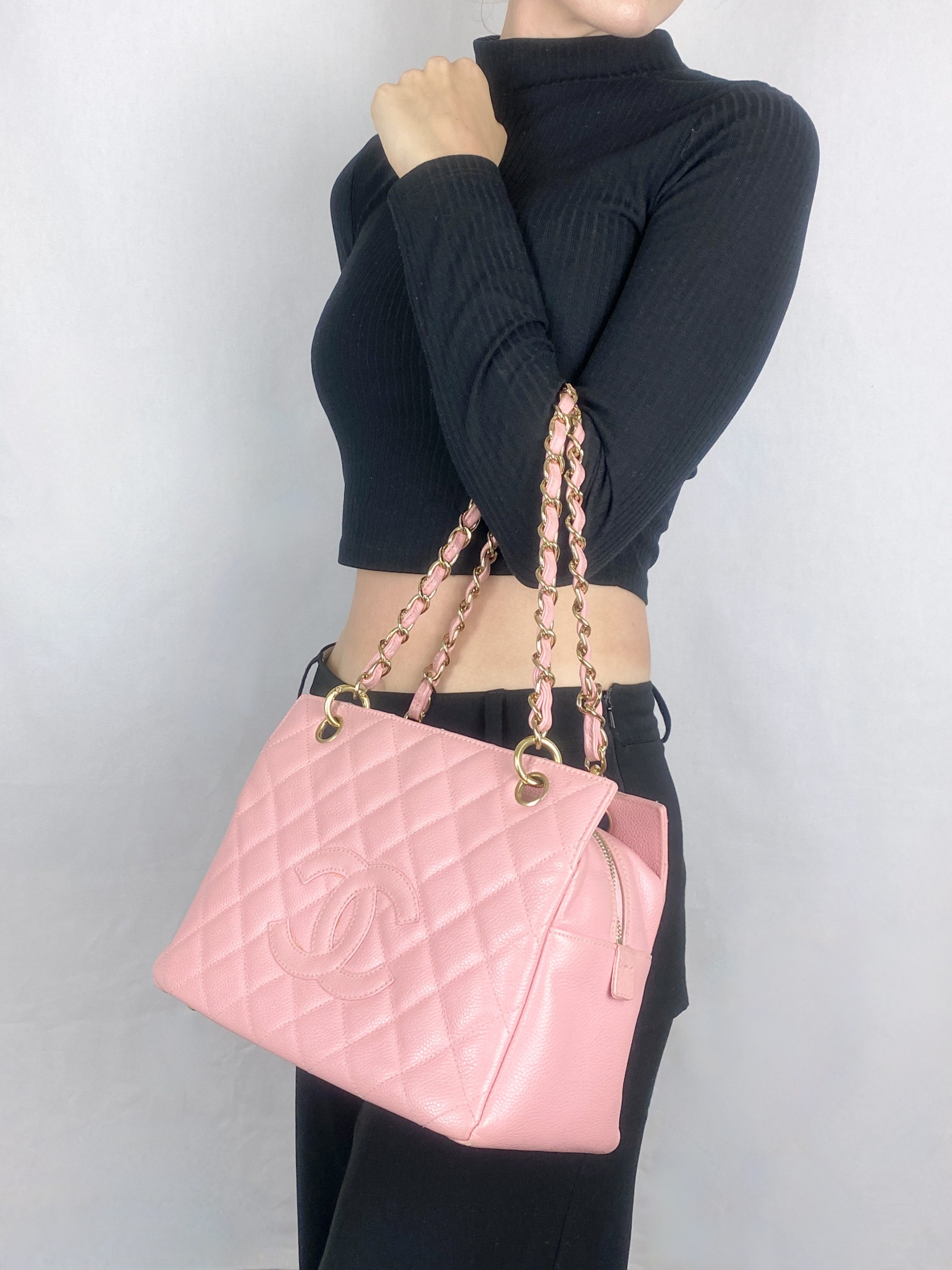 Chanel Discontinued Petite Timeless Tote (PTT) in Caviar Pink