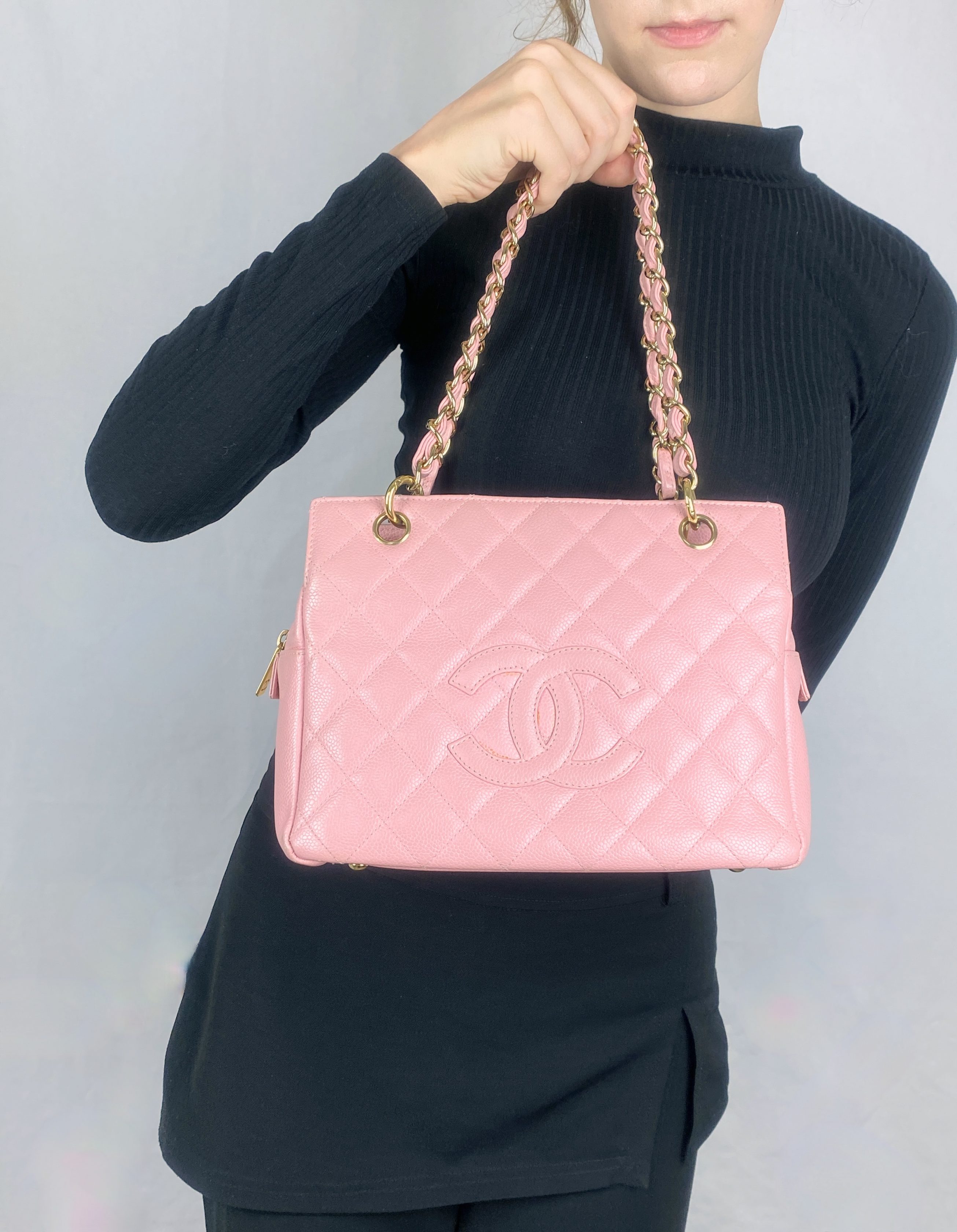 Chanel Discontinued Petite Timeless Tote (PTT) in Caviar Pink