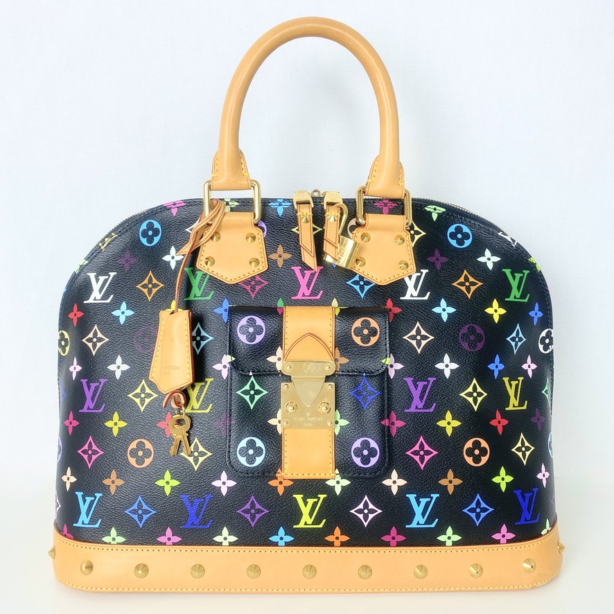 Louis Vuitton Multicolor Alma MM Studded Zipper Closure Domed Satchel Bag