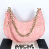 MCM Pink Small Aren Crescent Hobo in Vitos