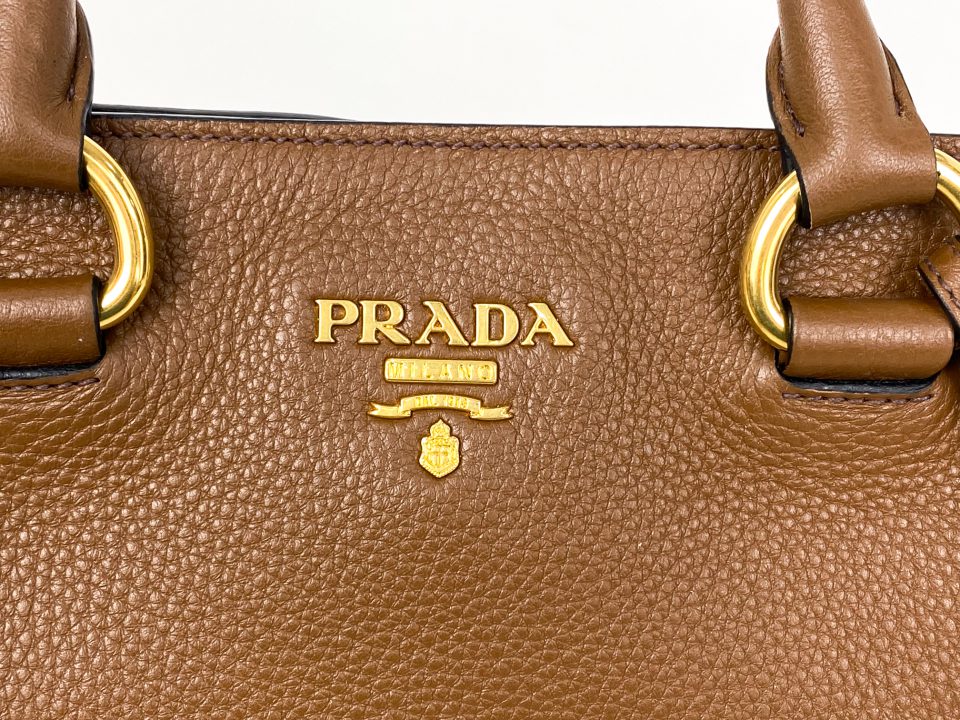 Prada Vitello Phenix Tote in Brown Leather 1BG865 Purse Utopia